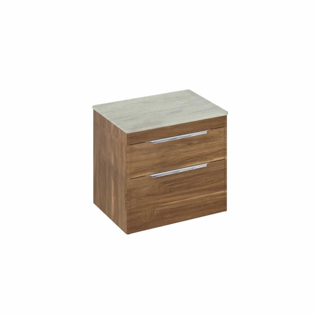 Shoreditch 65cm double drawer Caramel with Concrete Haze Worktop